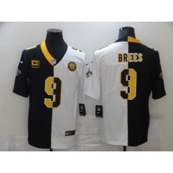 New Orleans Saints #9 Drew Brees Black And White Split C Patch Vapor Untouchable Limited Jersey