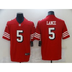 San Francisco 49ers #5 Trey Lance Red 2021 Draft Color Rush Vapor Limited Jersey