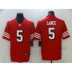 San Francisco 49ers #5 Trey Lance Red 2021 Draft Color Rush Vapor Limited Jersey