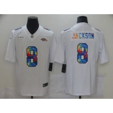 Baltimore Ravens #8 Lamar Jackson White Vapor Untouchable Rainbow Limited Jersey