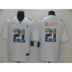 Dallas Cowboys #21 Ezekiel Elliott White Vapor Untouchable Rainbow Limited Jersey