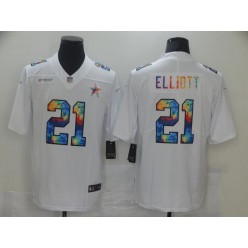 Dallas Cowboys #21 Ezekiel Elliott White Vapor Untouchable Rainbow Limited Jersey