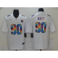 Pittsburgh Steelers #90 T.J. Watt White Vapor Untouchable Rainbow Limited Jersey