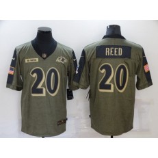Baltimore Ravens #20 Ed Reed Olive 2021 Salute To Service Limited Jersey