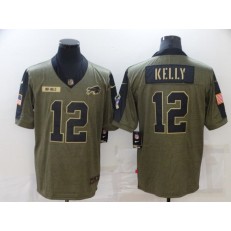 Buffalo Bills #12 Jim Kelly Olive 2021 Salute To Service Limited Jersey