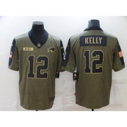 Buffalo Bills #12 Jim Kelly Olive 2021 Salute To Service Limited Jersey