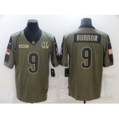 Cincinnati Bengals #9 Joe Burrow Olive 2021 Salute To Service Limited Jersey