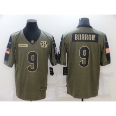 Cincinnati Bengals #9 Joe Burrow Olive 2021 Salute To Service Limited Jersey