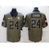 Cleveland Browns #24 Nick Chubb Olive 2021 Salute To Service Limited Jersey
