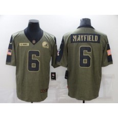 Cleveland Browns #6 Baker Mayfield Olive 2021 Salute To Service Limited Jersey