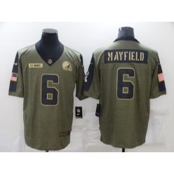 Cleveland Browns #6 Baker Mayfield Olive 2021 Salute To Service Limited Jersey