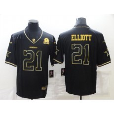 Dallas Cowboys #21 Ezekiel Elliott Black Gold Est 1960 Patch Vapor Limited Jersey