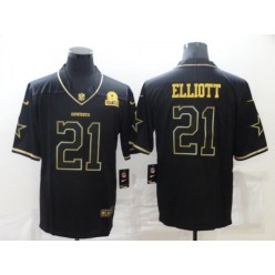 Dallas Cowboys #21 Ezekiel Elliott Black Gold Est 1960 Patch Vapor Limited Jersey