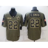 Dallas Cowboys #22 Emmitt Smith Olive 2021 Salute To Service Limited Jersey