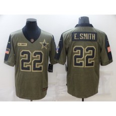 Dallas Cowboys #22 Emmitt Smith Olive 2021 Salute To Service Limited Jersey