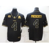 Dallas Cowboys #4 Dak Prescott Black Gold C And Est 1960 Patch Vapor Limited Jersey