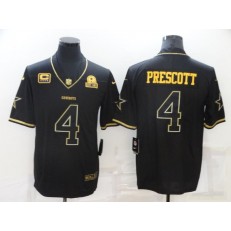 Dallas Cowboys #4 Dak Prescott Black Gold C And Est 1960 Patch Vapor Limited Jersey