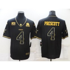 Dallas Cowboys #4 Dak Prescott Black Gold C And Est 1960 Patch Vapor Limited Jersey
