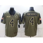 Dallas Cowboys #4 Dak Prescott Olive 2021 Salute To Service Limited Jersey