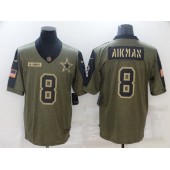 Dallas Cowboys #8 Troy Aikman Olive 2021 Salute To Service Limited Jersey