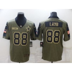 Dallas Cowboys #88 CeeDee Lamb Olive 2021 Salute To Service Limited Jersey