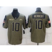Los Angeles Chargers #10 Justin Herbert Olive 2021 Salute To Service Limited Jersey