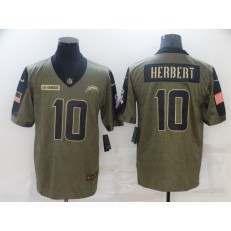 Los Angeles Chargers #10 Justin Herbert Olive 2021 Salute To Service Limited Jersey