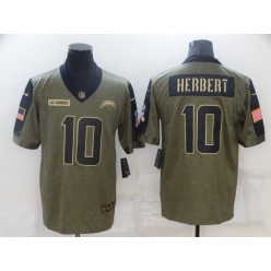 Los Angeles Chargers #10 Justin Herbert Olive 2021 Salute To Service Limited Jersey