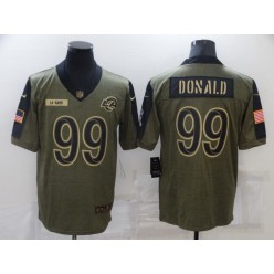Los Angeles Rams #99 Aaron Donald Olive 2021 Salute To Service Limited Jersey