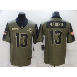 Miami Dolphins #13 Dan Marino Olive 2021 Salute To Service Limited Jersey