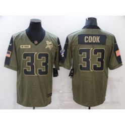 Minnesota Vikings #33 Dalvin Cook Olive 2021 Salute To Service Limited Jersey