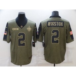 New Orleans Saints #2 Jameis Winston Olive 2021 Salute To Service Limited Jersey