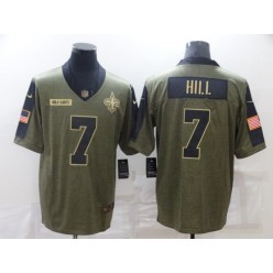 New Orleans Saints #7 Taysom Hill Olive 2021 Salute To Service Limited Jersey