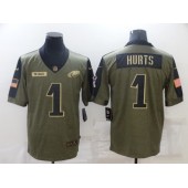 Philadelphia Eagles #1 Jalen Hurts 2021 Olive Salute To Service Limited Jersey
