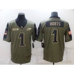 Philadelphia Eagles #1 Jalen Hurts 2021 Olive Salute To Service Limited Jersey