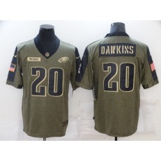 Philadelphia Eagles #20 Brian Dawkins Olive 2021 Salute To Service Limited Jersey