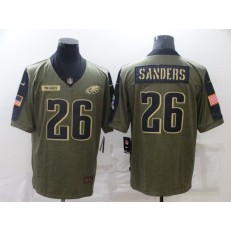 Philadelphia Eagles #26 Miles Sanders Olive 2021 Salute To Service Limited Jersey