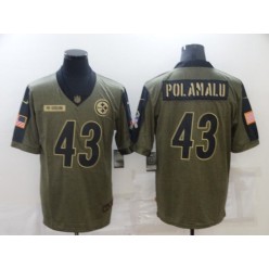 Pittsburgh Steelers #43 Troy Polamalu Olive 2021 Salute To Service Limited Jersey