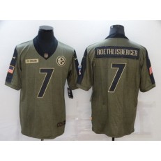 Pittsburgh Steelers #7 Ben Roethlisberger Olive 2021 Salute To Service Limited Jersey