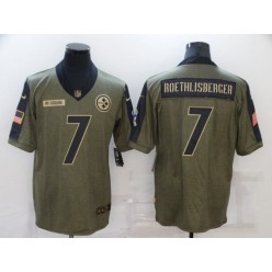 Pittsburgh Steelers #7 Ben Roethlisberger Olive 2021 Salute To Service Limited Jersey