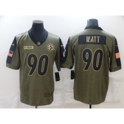 Pittsburgh Steelers #90 T.J. Watt Olive 2021 Salute To Service Limited Jersey