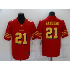 San Francisco 49ers #21 Deion Sanders Red Gold Color Rush Vapor Untouchable Limited Jersey