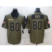 San Francisco 49ers #80 Jerry Rice Olive 2021 Salute To Service Limited Jersey