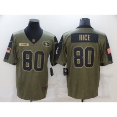 San Francisco 49ers #80 Jerry Rice Olive 2021 Salute To Service Limited Jersey
