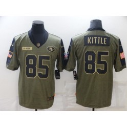 San Francisco 49ers #85 George Kittle Olive 2021 Salute To Service Limited Jersey
