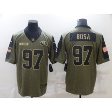 San Francisco 49ers #97 Nick Bosa Olive 2021 Salute To Service Limited Jersey