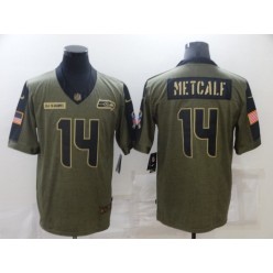 Seattle Seahawks #14 DK Metcalf Olive 2021 Salute To Service Limited Jersey
