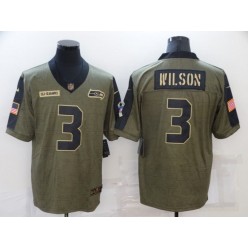 Seattle Seahawks #3 Russell Wilson Olive 2021 Salute To Service Limited Jersey