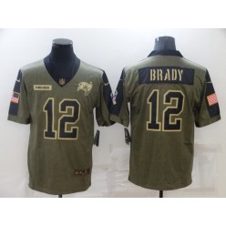 Tampa Bay Buccaneers #12 Tom Brady Olive 2021 Salute To Service Limited Jersey