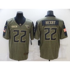 Tennessee Titans #22 Derrick Henry Olive 2021 Salute To Service Limited Jersey